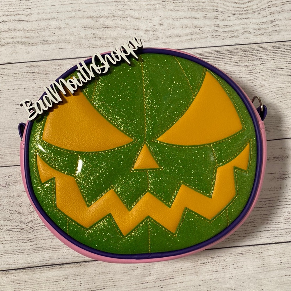 *OOAK Love Pain and Stitches Patchwork Meanie Face Pumpkin Crossbody Purse